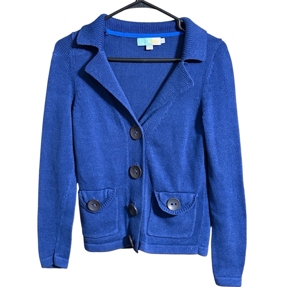Boden Knit Blazer Womens US 2 Blue Cotton Cardigan Jack
